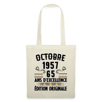 65 Ans Anniversaire Vintage Né(e) en Octobre 1957 - Sac en tissu - nature - Devant
