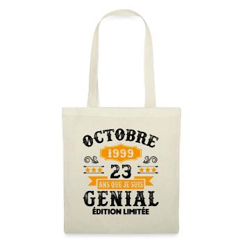 23 Ans Anniversaire Vintage Né(e) en Octobre 1999 - Sac en tissu - nature - Devant