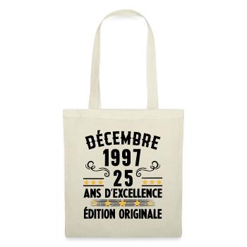 25 Ans Anniversaire Vintage Né(e) en Décembre 1997 - Sac en tissu - nature - Devant
