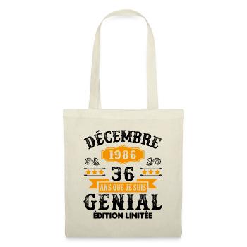 36 Ans Anniversaire Vintage En Décembre 1986 - Sac en tissu - nature - Devant