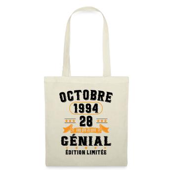 28 Ans Anniversaire Vintage Né(e) en Octobre 1994 - Sac en tissu - nature - Devant