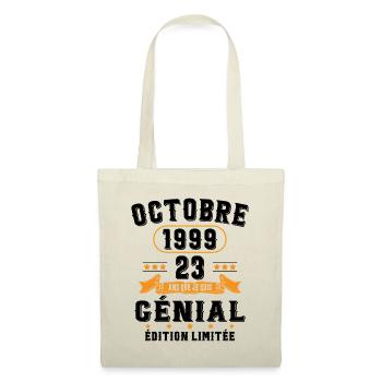 23 Ans Anniversaire Vintage Né(e) en Octobre 1999 - Sac en tissu - nature - Devant