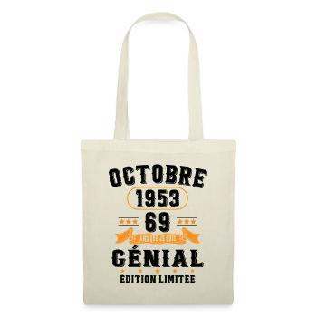 69 Ans Anniversaire Vintage Né(e) en Octobre 1953 - Sac en tissu - nature - Devant