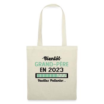 Bientôt Grand Père 2023 Cadeau Papy - Sac en tissu - nature - Devant