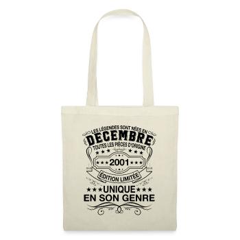 Les légendes sont nées en Décembre 2001 Cadeau - Sac en tissu - nature - Devant