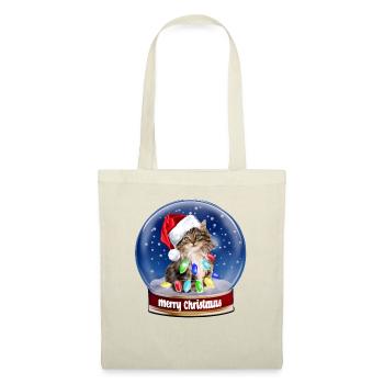 Merry Christmas Longhair Cat Snow Globe Santa - Tote Bag - nature - Front