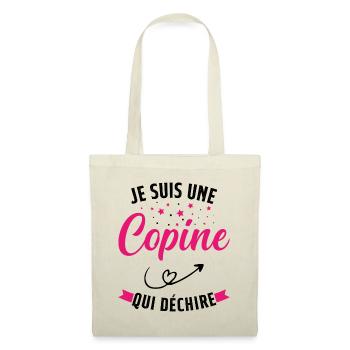 Je Suis Une Copine Qui Déchire Humour Cadeau - Sac en tissu - nature - Devant