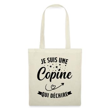 Je Suis Une Copine Qui Déchire Humour Cadeau - Sac en tissu - nature - Devant