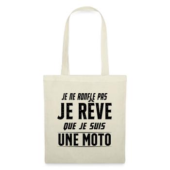 Je ne ronfle pas je rêve de moto ma passion - Sac en tissu - nature - Devant