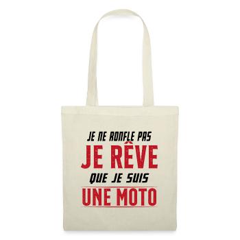 Je ne ronfle pas je rêve de moto ma passion - Sac en tissu - nature - Devant