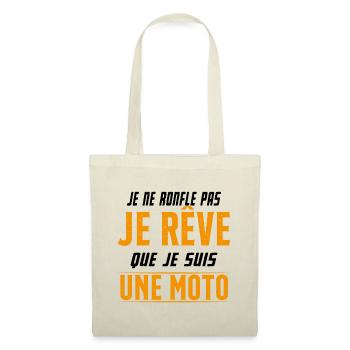 Je ne ronfle pas je rêve de moto ma passion - Sac en tissu - nature - Devant