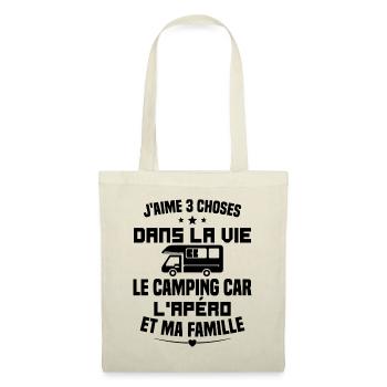 le camping car l'apéro et ma famille Humour Cadeau - Sac en tissu - nature - Devant
