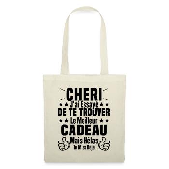 Chéri Saint Valentin Amour Couple Humour - Sac en tissu - nature - Devant