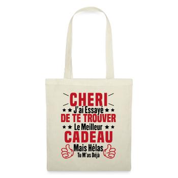 Chéri Saint Valentin Amour Couple Humour - Sac en tissu - nature - Devant
