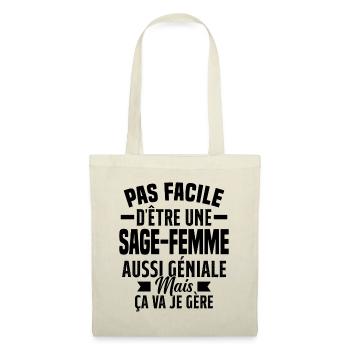 sage-femme et géniale mais ça va je gère - Sac en tissu - nature - Devant
