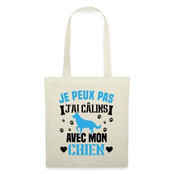 je peux pas j'ai câlins avec mon chien humour - Sac en tissu - nature - Devant