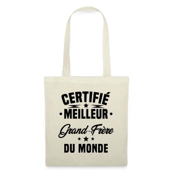 Certifié Meilleur Grand-frère Du Monde - Sac en tissu - nature - Devant