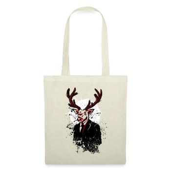 Cerf en costume - Sac en tissu - nature - Devant
