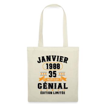35 Ans Janvier 1988 Vintage Cadeau D'anniversaire - Sac en tissu - nature - Devant