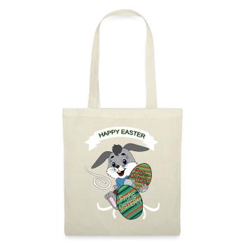 HAPPY EASTER, Osterhase, farbige Ostereier - Stoffbeutel - Natur - Vorne