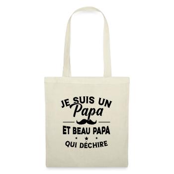 Je suis un Papa et Beau Papa qui déchire Cadeau - Sac en tissu - nature - Devant