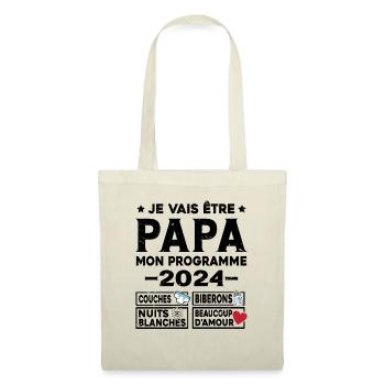 Je vais être papa mon programme en 2024 Futur Papa - Sac en tissu - nature - Devant