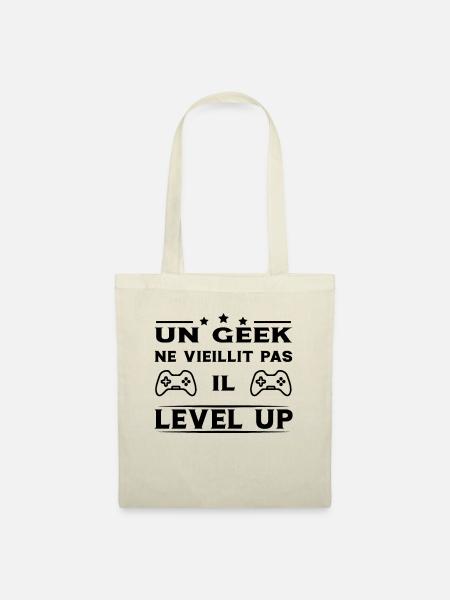 Un geek ne vieillit pas il level up - Sac en tissu - nature