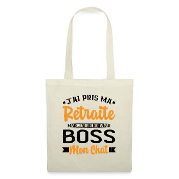 J'ai Un Nouveau Boss Mon chat Humour Cadeau - Sac en tissu - nature - Devant