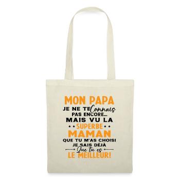Annonce grossesse Cadeau Futur Papa Future Maman - Sac en tissu - nature - Devant
