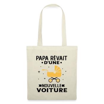Papa Cadeau Futur Papa - nouvelle voiture de Papa - Sac en tissu - nature - Devant