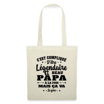 Légendaire et Beau Papa Cadeau Papa de l'année - Sac en tissu - nature - Devant