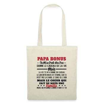 Papa Bonus Cadeau Humour Fête des pères - Sac en tissu - nature - Devant