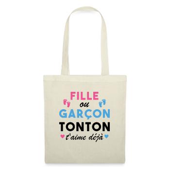 Fille ou Garçon Annonce Bébé Tonton T'aime Déjà - Sac en tissu - nature - Devant