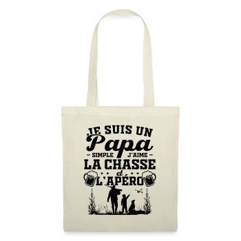 Je suis un papa simple j'aime la chasse et l'apéro - Sac en tissu - nature - Devant