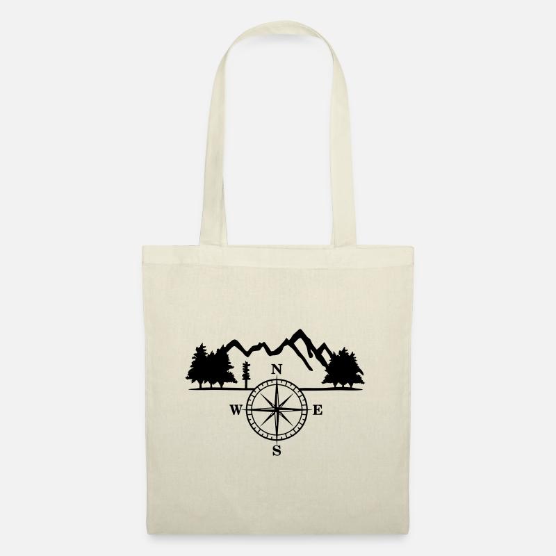 Berge, Bäume und Kompass, Survival - Stoffbeutel - Natur