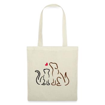 Chat et chien / chat et chien, amour, amoureux des animaux - Sac en tissu - nature - Devant