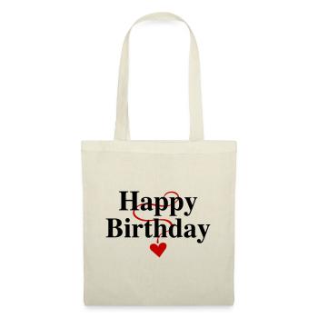 Geburtstag, Happy Birthday, Gratulation, Wünsche - Stoffbeutel - Natur - Vorne