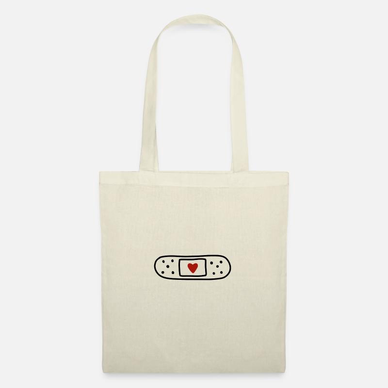 Pflaster Herz Doodle - Stoffbeutel - Natur