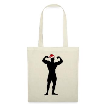 bodybuilding weihnachten santa gym workout - Stoffbeutel - Natur - Vorne