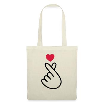 ♥I Love You-Cute Korean Finger Heart Sign♥ - Tote Bag - nature - Front