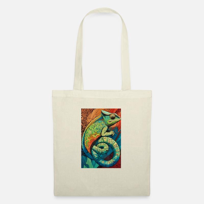 Lizard Lover Op Art Chameleon - Stoffbeutel - Natur