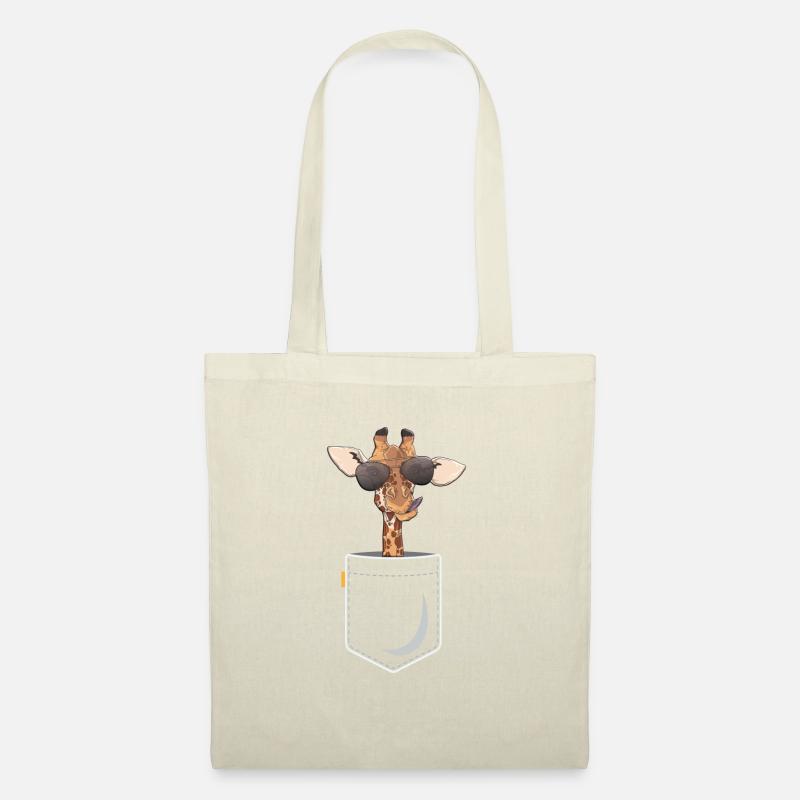 Lustiges Tier Design Giraffe in Brusttasche - Stoffbeutel - Natur