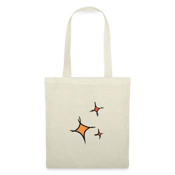 Astérisque. Trois étoiles colorées, dessinées à la main. - Sac en tissu - nature - Devant