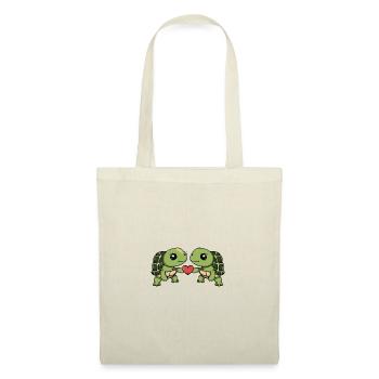 Tortue Couple Saint-Valentin - Sac en tissu - nature - Devant