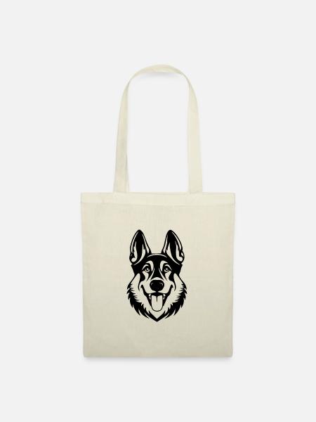 Schäferhund Hund Hundekopf - Stoffbeutel - Natur