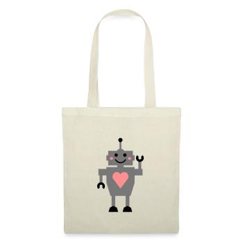 Robot ondulant avec antenne et coeur - Sac en tissu - nature - Devant
