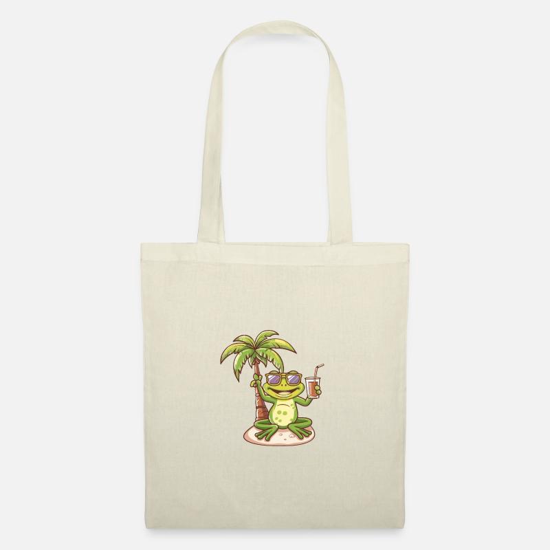 Frosch Sommer Strand Comic - Stoffbeutel - Natur