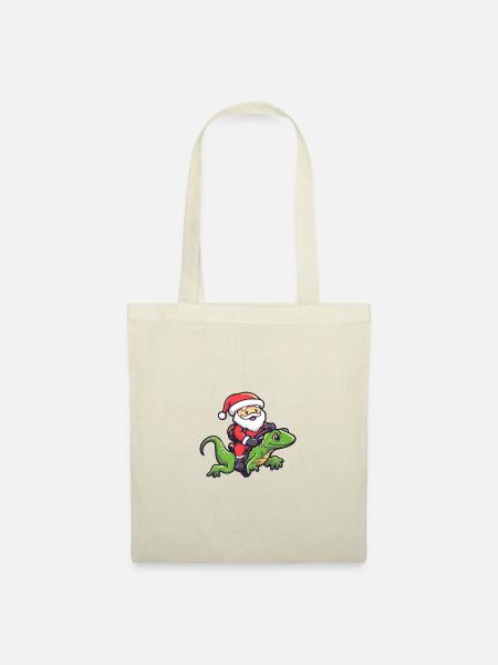Echse Weihnachtsmann - Stoffbeutel - Natur
