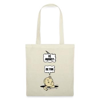 J’ai faim - Moi aussi | Faire-part de bébé - Sac en tissu - nature - Devant