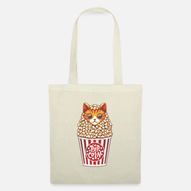 Popcorn Katze Anime - Stoffbeutel - Natur